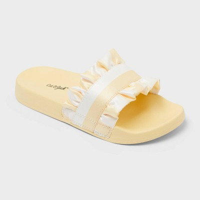 Kid's Lissie Ruffle Pool Slide Slippers - Cat & Jack™ Yellow 13-1 | Target