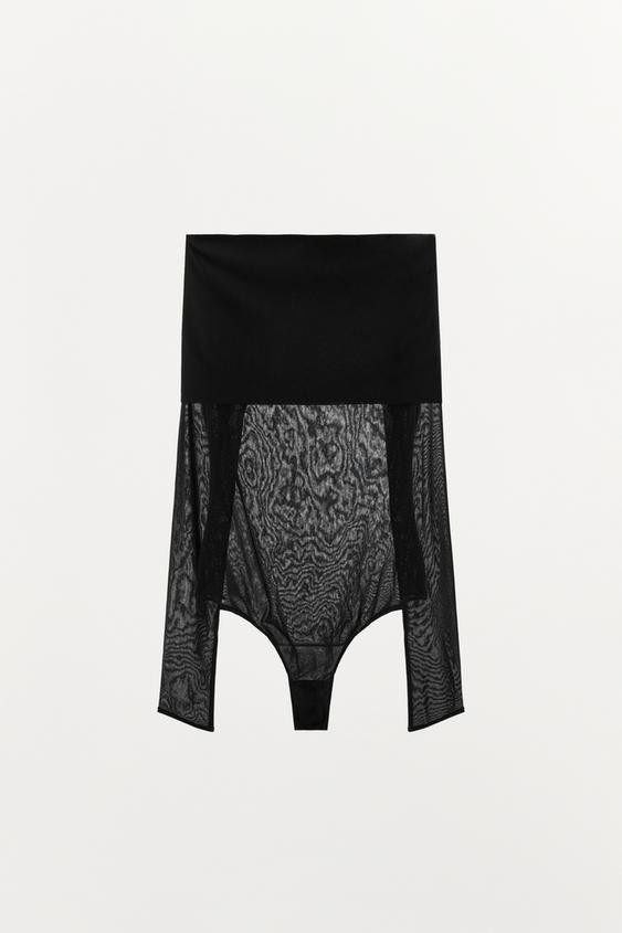Zara - Clear Draped-Neck Bodysuit - Black - Xl - Woman | Zara US