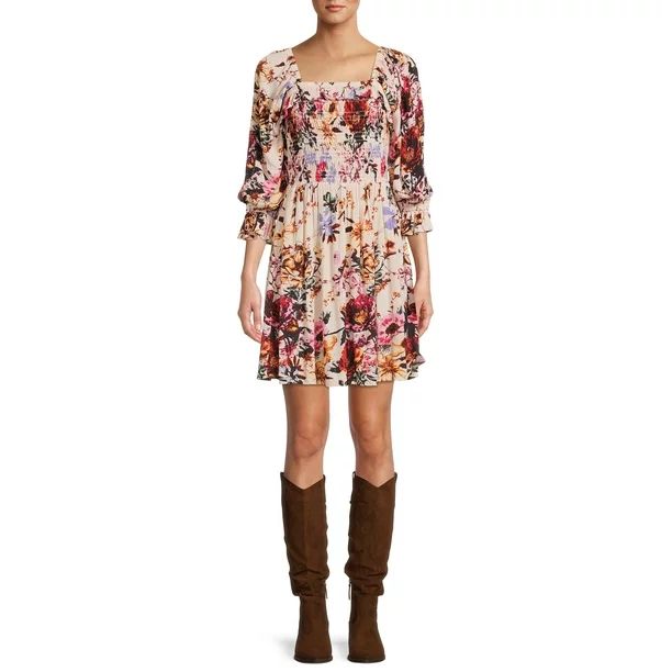 Romantic Gypsy Women's Puff Sleeve Floral Dress - Walmart.com | Walmart (US)
