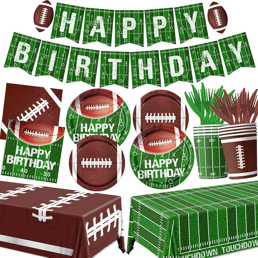 Football Birthday Party Decorations Football Plates Napkins Tablecloth Banner Football Party Supp... | Amazon (US)