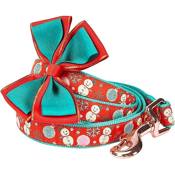 Blueberry Pet Christmas Snowman Dog Leash with Detachable Bow Tie, Medium, 5-ft, 3/4-in | Chewy.com