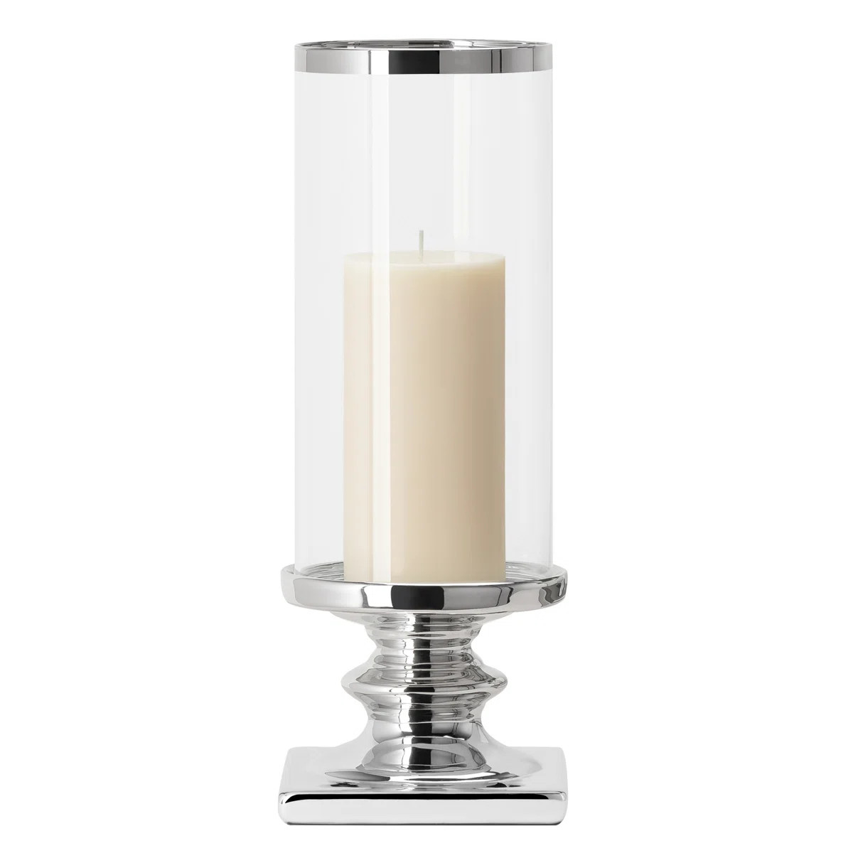 14" Glass Hurricane Ceramic Pillar Candle Holder Stand | Wayfair North America