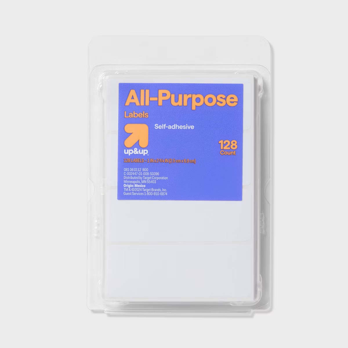 128ct 1"x2.75" Rectangular Labels White - up&up™ | Target