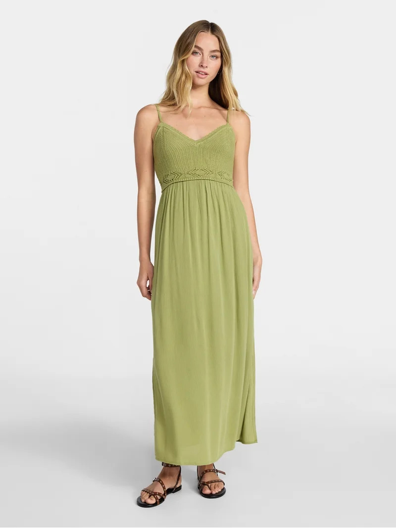 No Boundaries Mix Media Maxi Dress, Women's | Walmart (US)