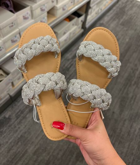 Omg you guys, these sandals are soooo pretty! This picture doesn’t do them justice! They’re so sparkly! And super comfy too! The perfect summer shoe! And they’re under $30!!! #shoes #sandals #slides 

#LTKFind #LTKshoecrush #LTKunder50