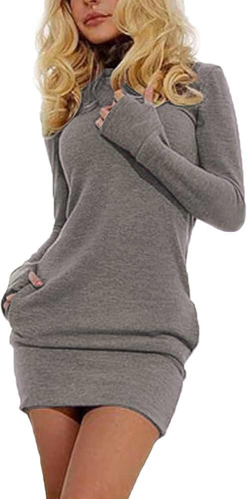 Women Turtleneck Bodycon Dresses Long Sleeve Sexy Mini Dress | Amazon (US)