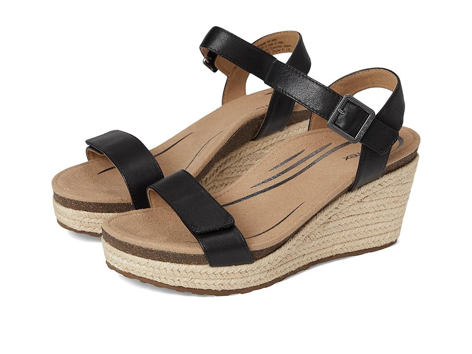 Aetrex Sydney Women's Wedge Shoes Black Leather : EU 36 (US Women's 6-6.5) M (B), Leather/Suede | Zappos
