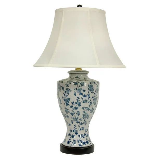 Oriental Furniture Blue and White Flower Vine Table Lamp | Walmart (US)