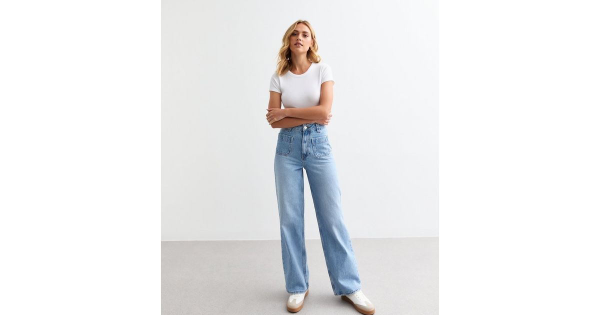 Blue Patch Pocket Wide Leg Jeans 
						
						Add to Saved Items
						Remove from Saved Items | New Look (UK)