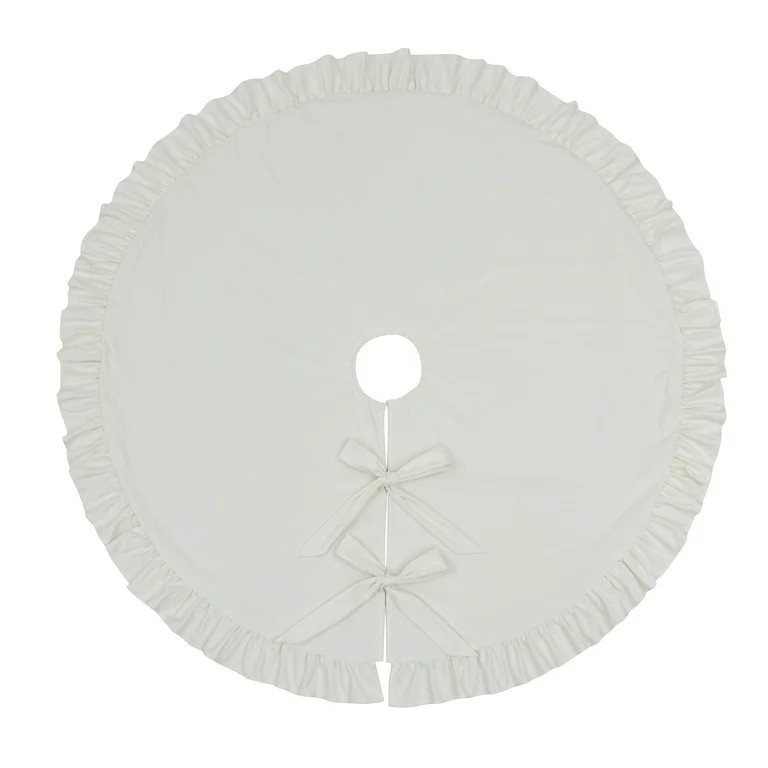 My Texas House Ruffle Ivory Velvet Christmas Tree Skirt, 52" | Walmart (US)