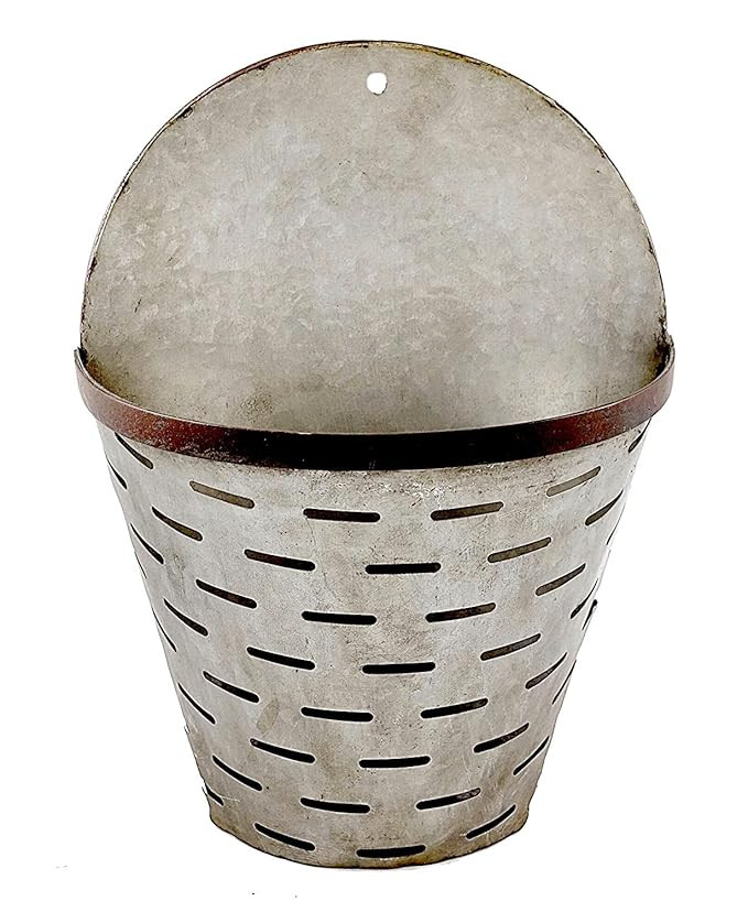 Wall Planter Hanging Galvanized Metal Olive Large Half Bucket Container Organizer for Flowers Suc... | Amazon (US)