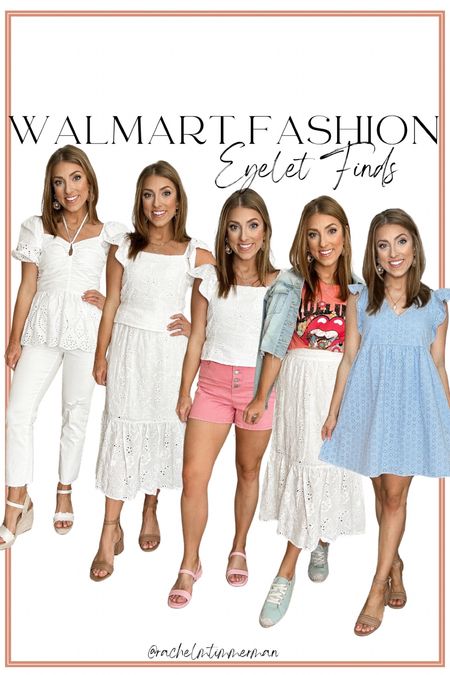 Excited to be sharing another roundup of Walmart fashion eyelet finds today! Walmart has been killing it with all their new eyelet pieces. Dresses, the cutest tops, matching sets and more. 

Walmart fashion. Walmart finds. Eyelet. LTK under 50. Walmart new arrivals. Affordable fashion. Summer style. 