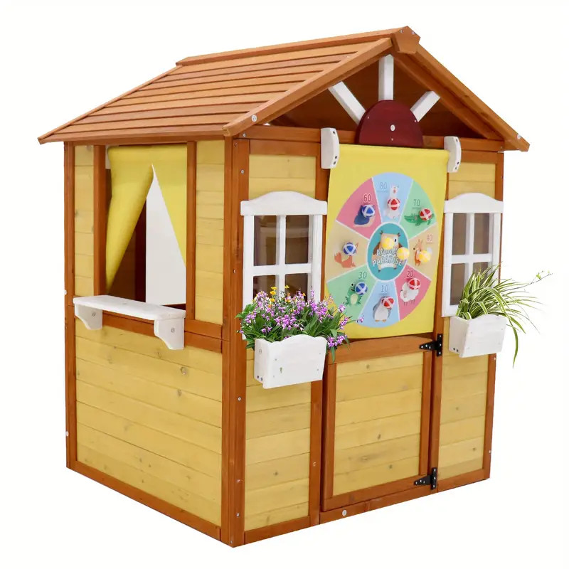 Kid's Wooden Playhouse Outdoor Playhouse Kids Wooden Cottage - Temu | Temu Affiliate Program