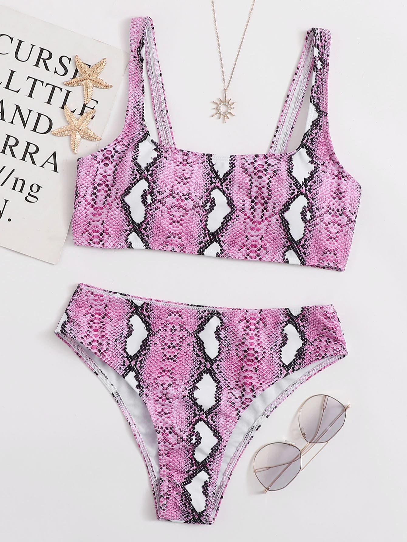 Snakeskin Print Bikini Swimsuit | SHEIN