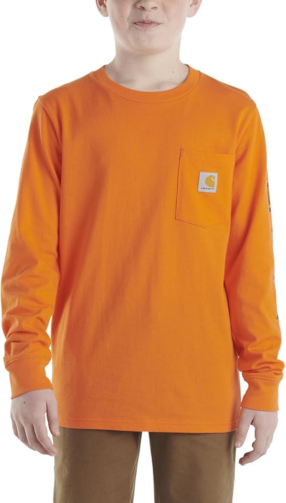 Carhartt Boys' Long Sleeve Crewneck T-Shirt with Pocket | Amazon (US)