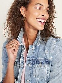 Distressed Jean Jacket For Women | Old Navy (US)