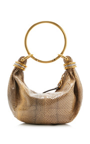 Bracelet-Handle Leather Shoulder Bag