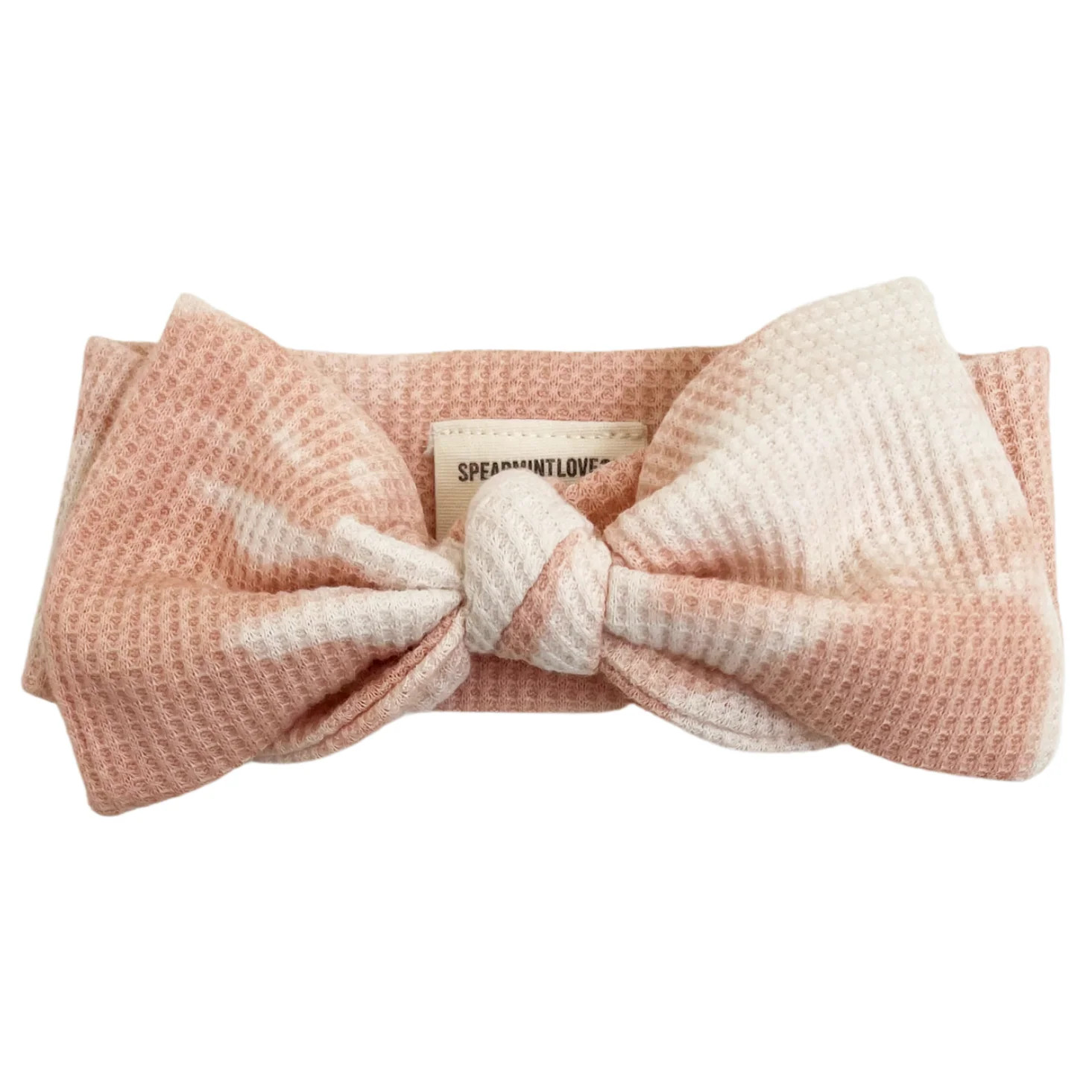 Organic Waffle Knot Bow, Pink Lemonade Tie Dye | SpearmintLOVE