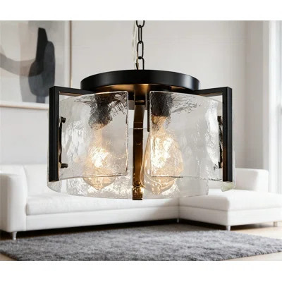Modern 3-Light Drum Chandelier With Handmade Glass Shades, Adjustable Pendant Lighting Fixture For Entryway Dining Room Kitchen Bedroom Living Room | Wayfair North America