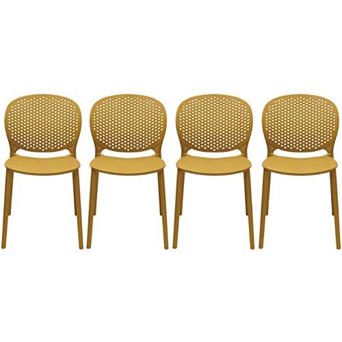 2xhome Set of 4 - Dining Room Chairs - Plastic Chair with Backs Designer Chair Modern Chair Indoor O | Amazon (US)