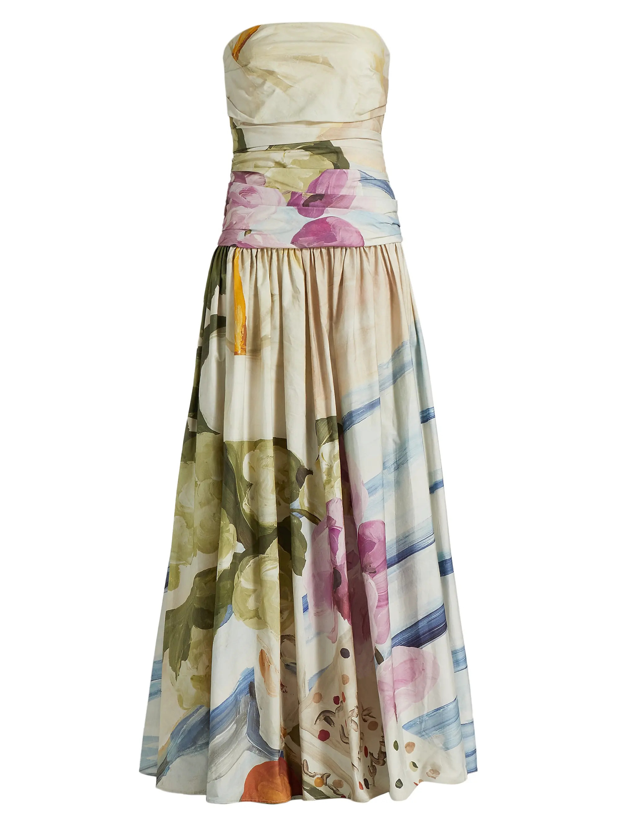 Nershall Watercolor Pintucked Strapless Maxi Dress | Saks Fifth Avenue