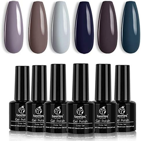 Beetles Gel Nail Polish Set - City in Snow Collection Light Blue Brown Neutral Mauve Color Perfec... | Amazon (US)