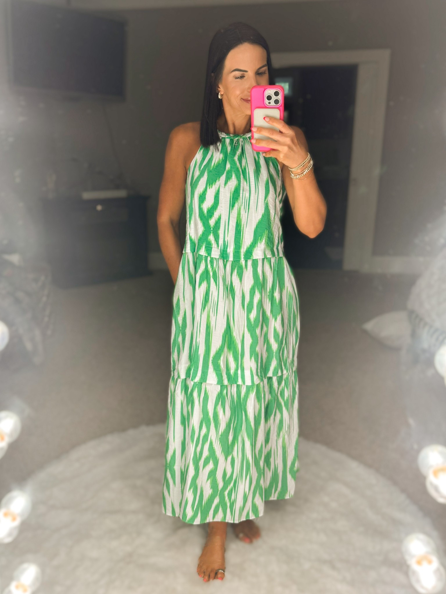 Summer style made simple ☀️💚
Loving this breezy halter maxi dress — the bold green pattern is giving major vacation vibes! Perfect for patio dinners, beach strolls, or just feeling fab at home. 🌿
Shop the look below! 👇 #LTKSummer #LTKStyle #MaxiDressVibes #OOTD

#LTKStyleTip #LTKFindsUnder50 #LTKOver40