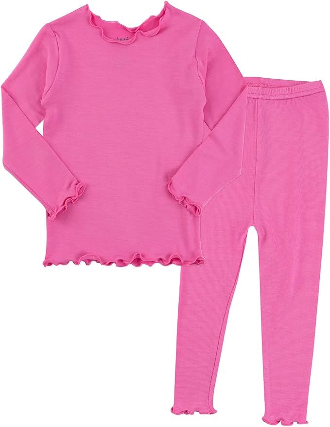 MiNi-K Baby Girls Boys Pajamas Kids Toddler Soft Comfy Modal Tencel Ruffled Shirring Solid Sleepw... | Amazon (US)