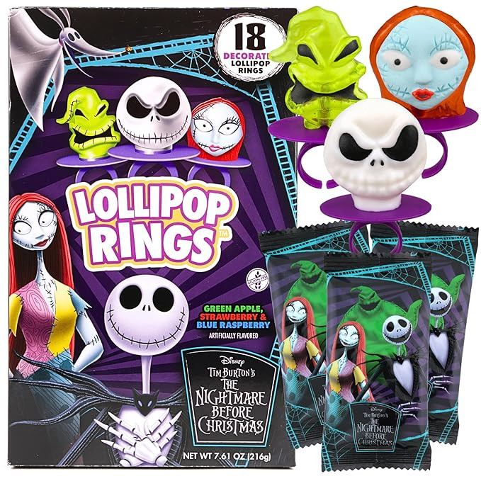 Imaginings 3 The Nightmare Before Christmas Lollipop Rings, Individually Wrapped Decorated Sucker... | Amazon (US)