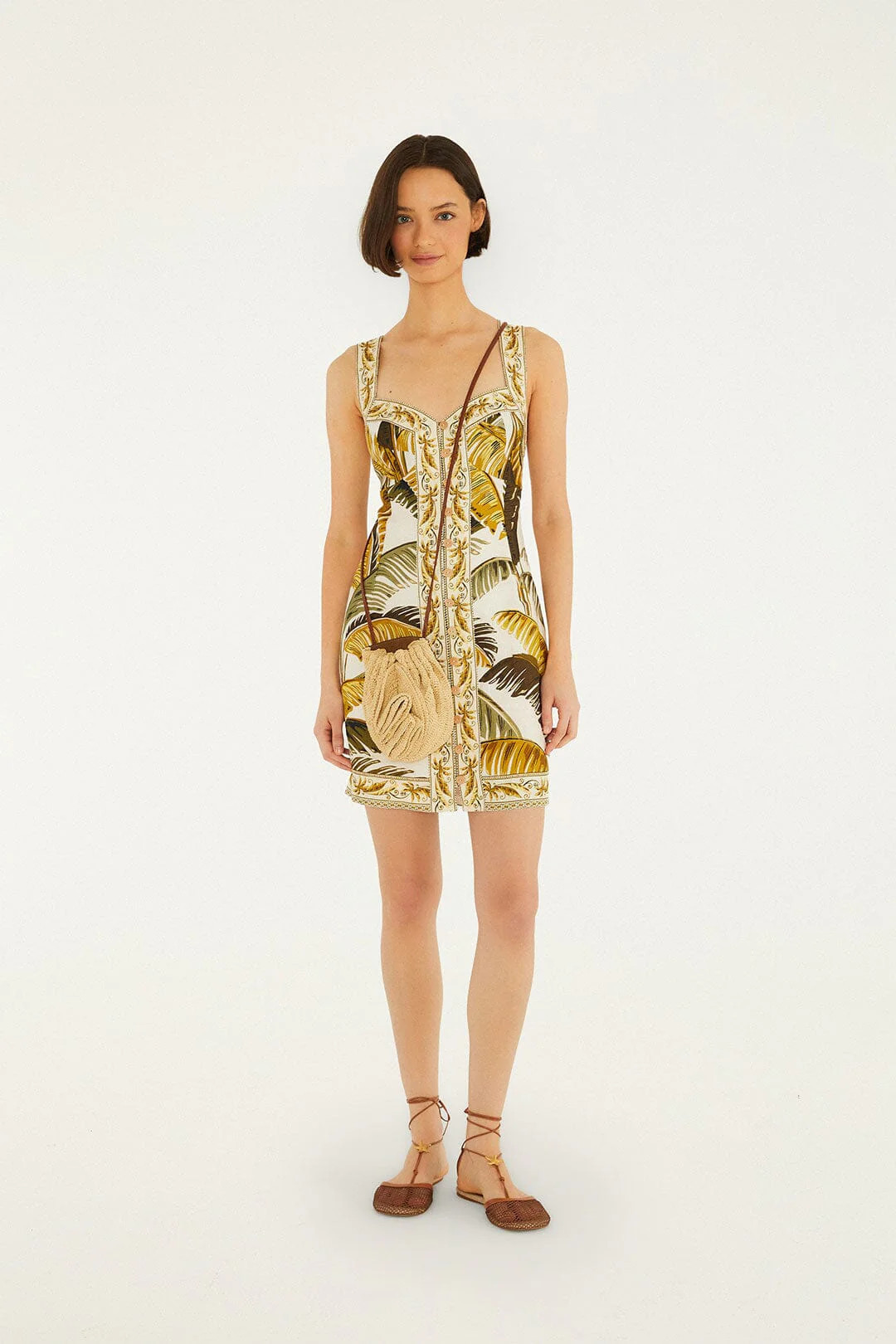 Off-White Trancoso Buttoned Euroflax Premium Linen Mini Dress, TRANCOSO SAND / L | FarmRio (US)