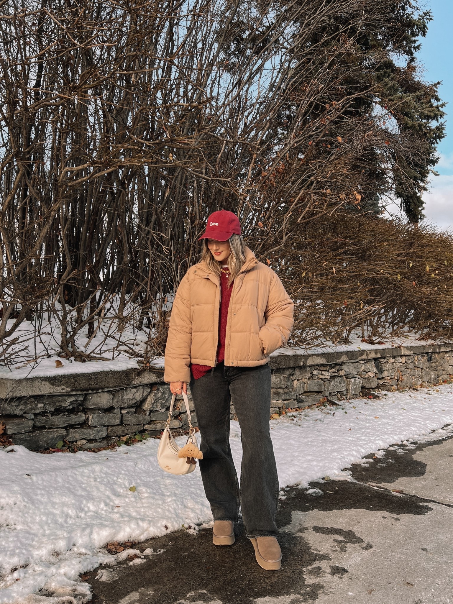 Casual midsize winter outfit! Wearing L in the puffer jacket, burgundy sweater, and white tee. Wearing 32 in the jeans for a looser, comfy fit. Ugg look for less boots from amazon are such good quality! I’m a 9.5-10 shoe and wear a 10. Canadian Old Navy puffer link under “similar products"


#LTKsale #LTKwinter #LTKmidsize
