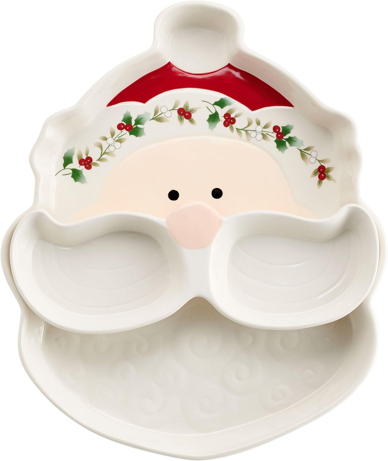 Pfaltzgraff Winterberry Santa Platter Tray with Dip Bowls, 12 Inch, Multicolored | Amazon (US)