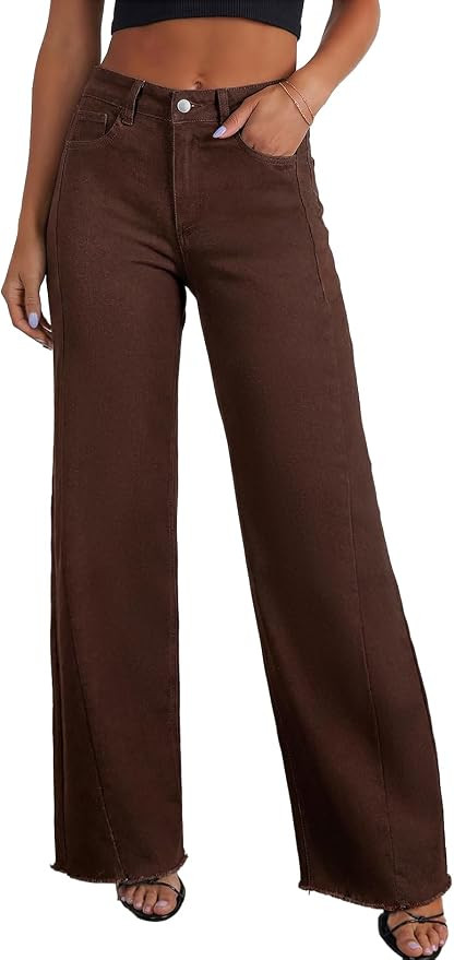 Sidefeel Women's Wide Leg Jeans High Waisted Stretchy Denim Pants | Amazon (US)