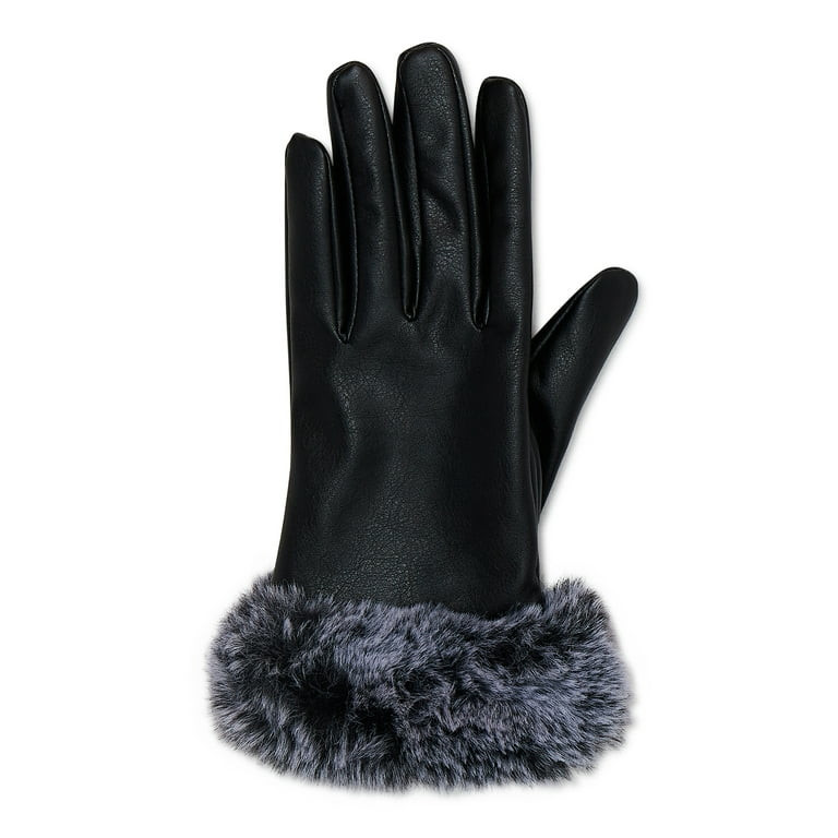 Time and Tru Women's Gloves with Faux Fur Cuff | Walmart (US)