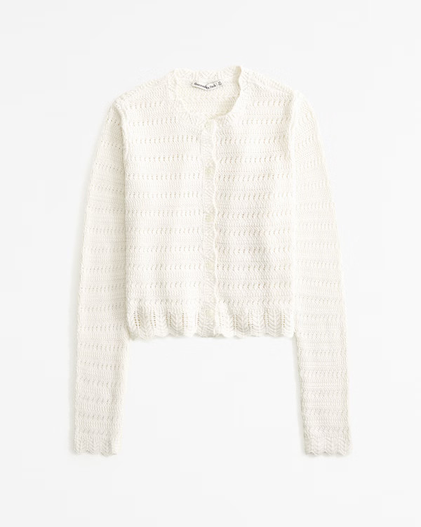 Crochet-Style Slim Crew Cardigan | Abercrombie & Fitch (US)