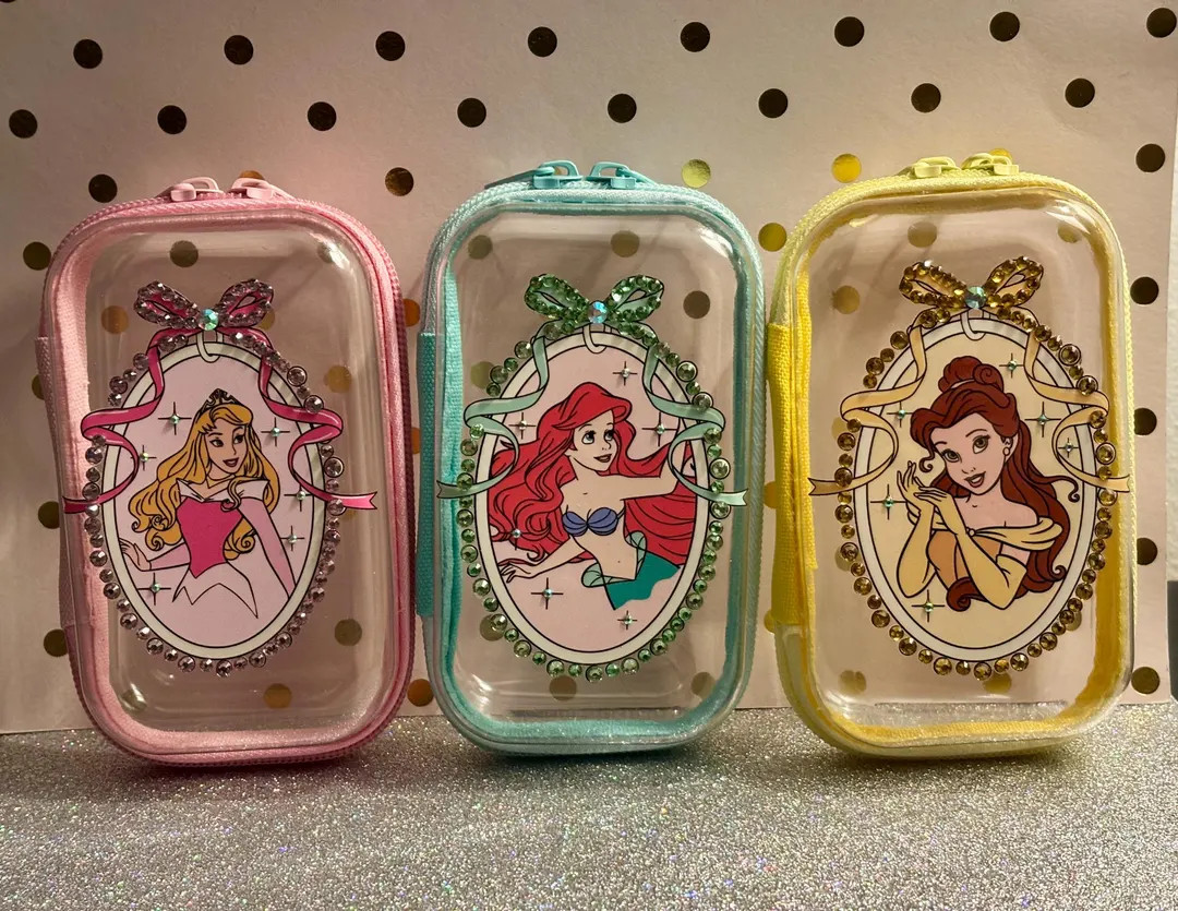 Disney Princess Inspired Clear Mini Size Travel Cosmetic Bag - Sparkly Fairytale Makeup Pouch - G... | Etsy (US)