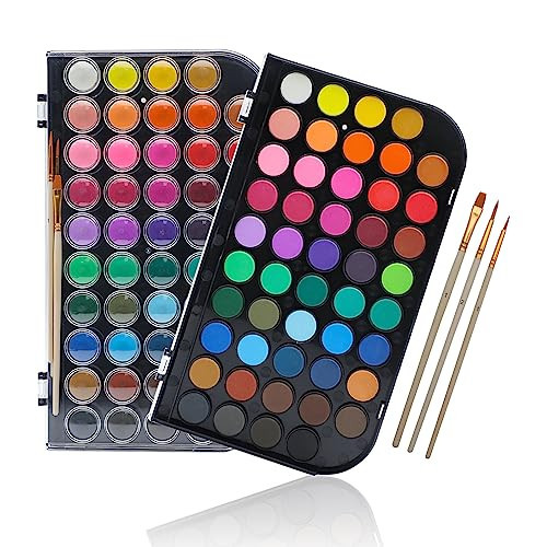 Artecho 48 Colors Watercolor Cake Set with 3 Brushes, Washable, Travel Design, Perfect for Card Making, Illustrations, Painting, Calligraphy | Amazon (US)