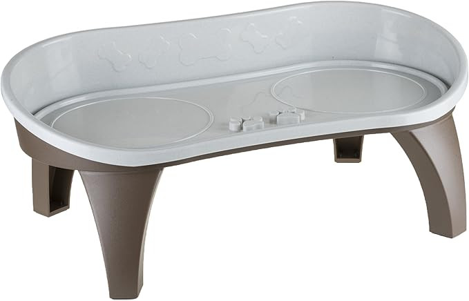 PETMAKER Elevated Pet Feeding Tray with splash guard and non-skid feet 21in x 11in x 8.5in, Brown | Amazon (US)