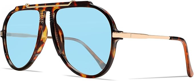 GUVIVI Oversized Aviator Sunglasses for Women Men 2026 70s Retro Gold Metal Sun Glasses Tangle Fr... | Amazon (US)