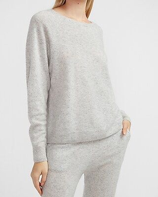 Express X You Cashmere Crew Neck Sweater Women's Silver Heather Gray | Express