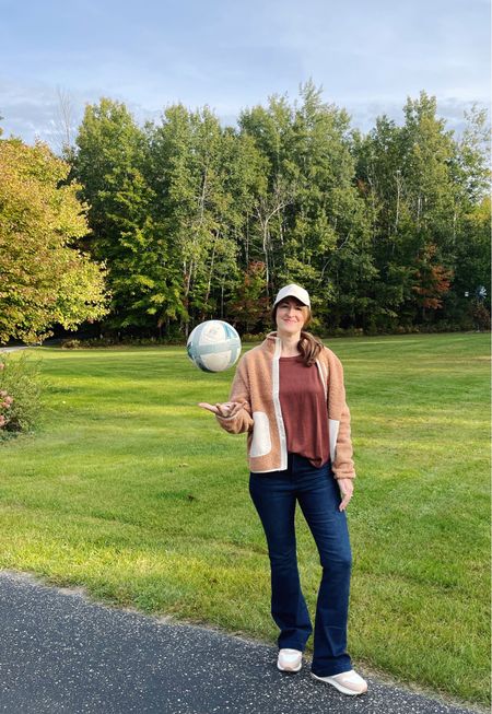 It’s game day with @walmartfashion! #ad This is my soccer mom uniform. I love the warm Sherpa jacket paired with a comfy long sleeved tee and flare jeans. This baseball cap has a leather strap, which I love, and the sneakers are a perfect throw back. Check out all that Walmart has to offer this season! #walmartfashion 

#LTKunder50 #LTKstyletip #LTKshoecrush