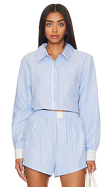 SNDYS x REVOLVE Darian Stripe Top in Blue & White from Revolve.com | Revolve Clothing (Global)