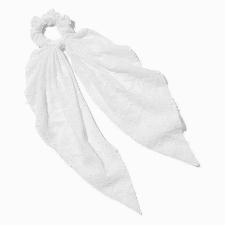 White Eyelet Hair Scrunchie Scarf | Claire's (UK)