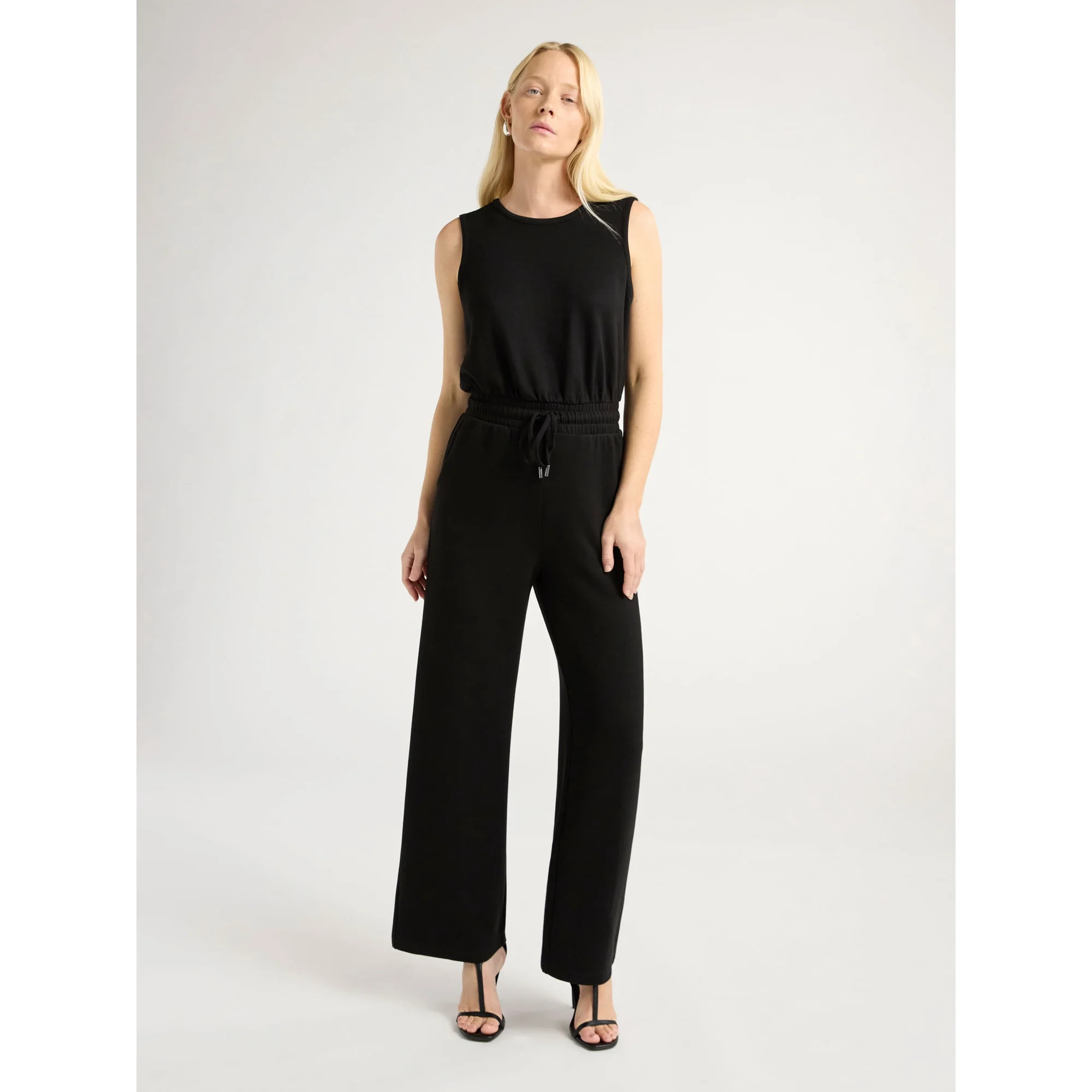 Scoop Women’s Scuba Knit Racerback Wide Leg Jumpsuit, Sizes XS-XXL | Walmart (US)