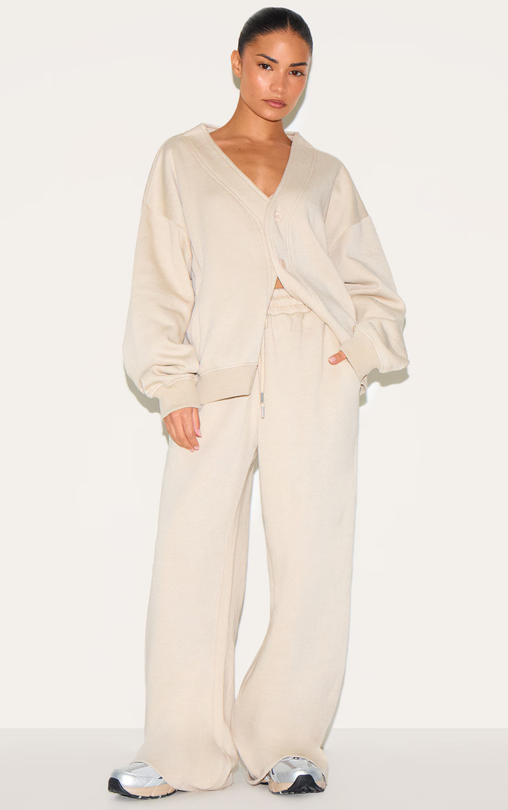 Petite Stone Draw String Wide Sweatpants | PrettyLittleThing US