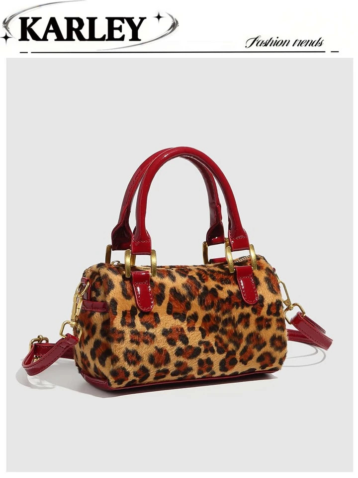 1pc Women's Bag, Autumn/Winter New Bag, Versatile Leopard Small Bag, Plush Fabric Bag, Fashion Re... | SHEIN