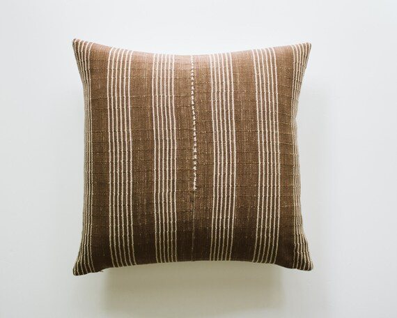 CANYON || Brown and Cream Striped Pillow Cover | Modern Farmhouse Pillow | Neutral Throw Pillow | Etsy (US)