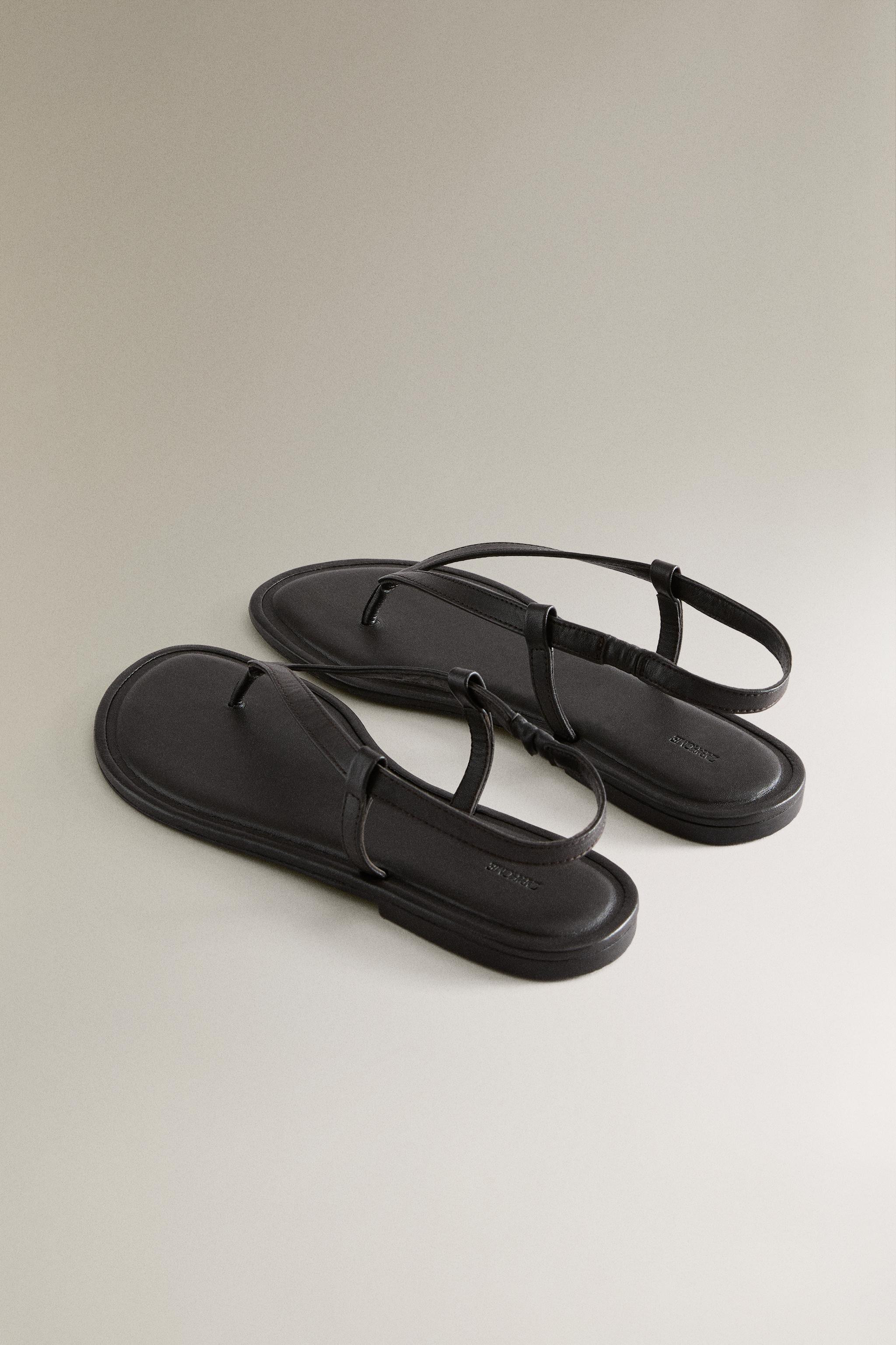 FLAT LEATHER SANDALS | Zara UK