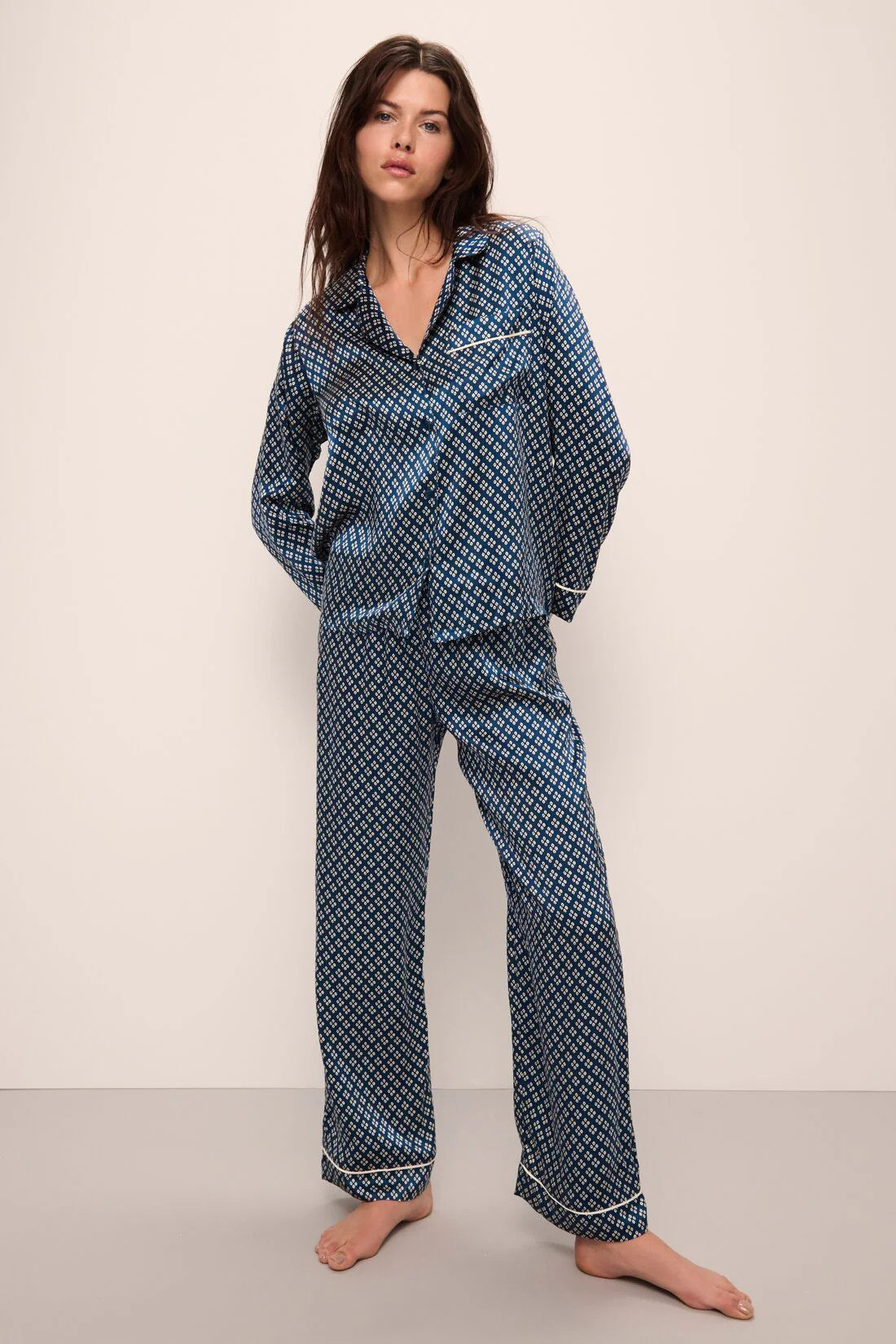 Inez Washable Silk Printed Long PJ Set | Eberjey