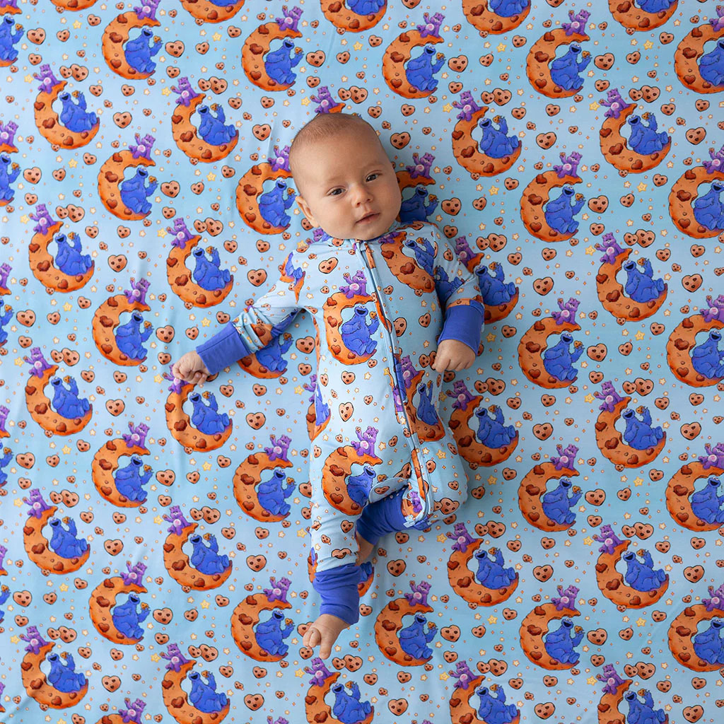 Cloudco Blue Baby Convertible Sleeper | Care Bears™ Share Bear & Cookie Monster | Posh Peanut